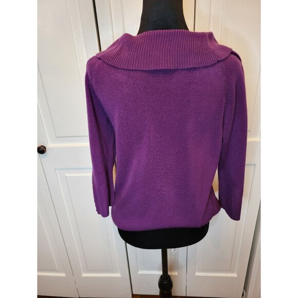 Purple Marilyn Monroe Neckline Collared Sweater M Retro Twee Classic PinUp - Picture 2 of 7